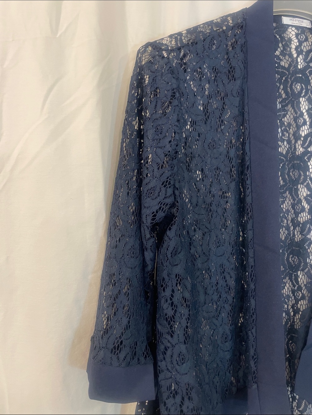 XXX Navy Lace Kimono Open-Front Jacket Cardigan Pit to Pit 22” Cardigans Preworn